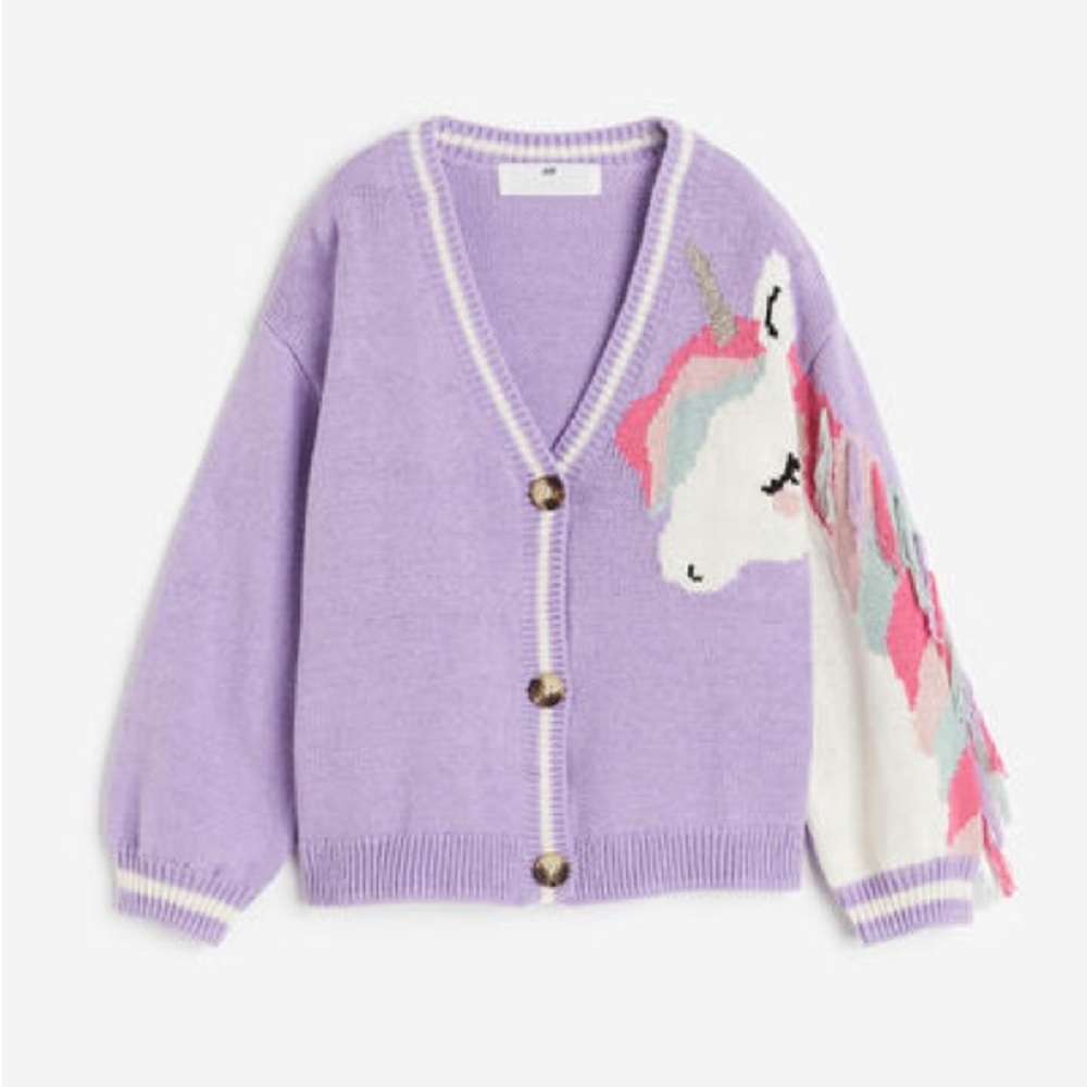 H&M Purple Unicorn Cardigan, 3/4 T